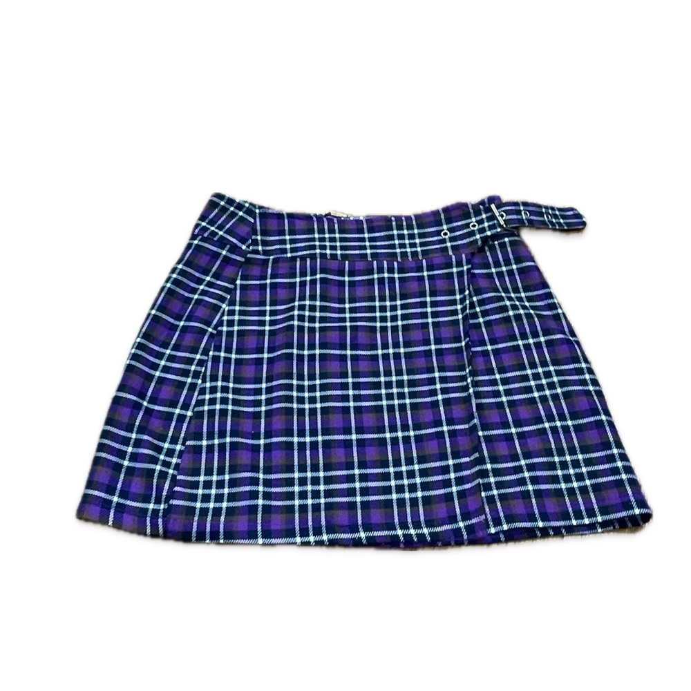 Bershka NWOT 90s style plaid purple Mini Skirt adjustable (Size S)